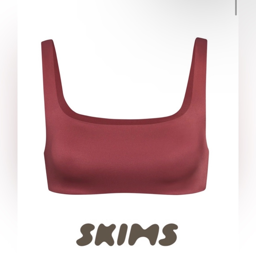 NWT Skims Stretch Berry Satin Square Neck Bralette Size XSmall